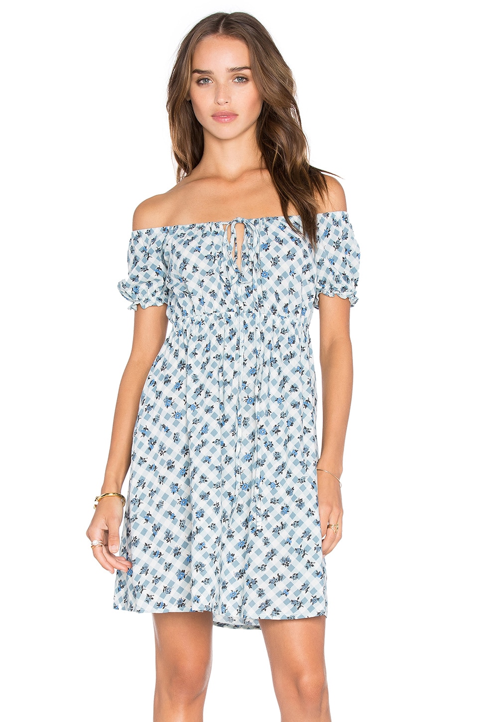 Motel Langley Dress in Blue Ditsy Gingham REVOLVE