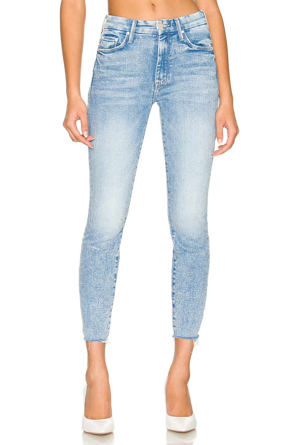 MOTHER High Waisted Looker Ankle Fray in Deep Breaths | REVOLVE