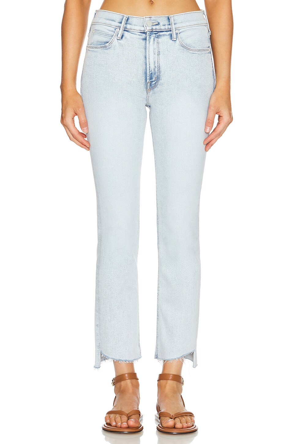 MOTHER The Mid Rise Dazzler Ankle Step Fray in Glamour Shot | REVOLVE