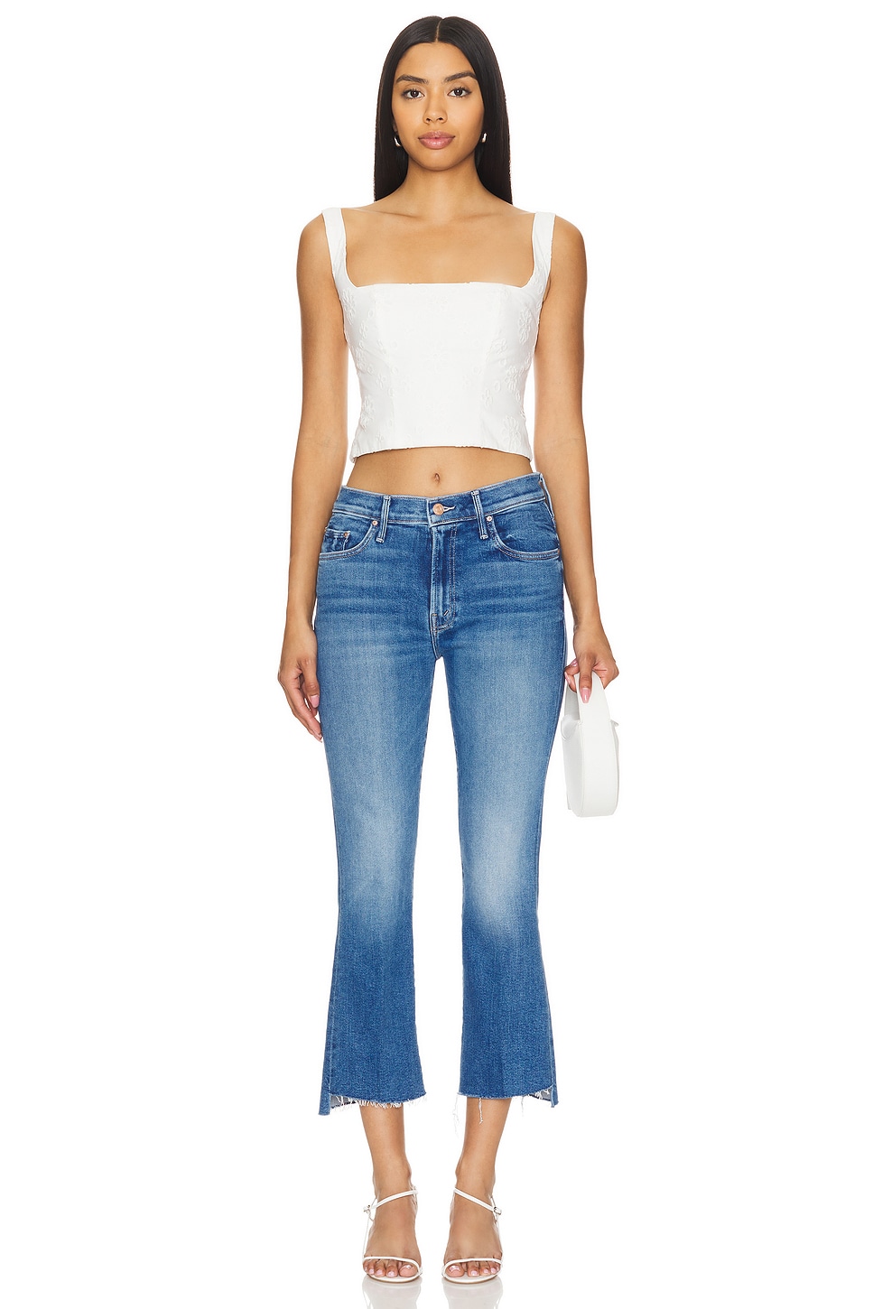 Mother Jeans The Insider Crop Step Fray in Tongue And store Chic color