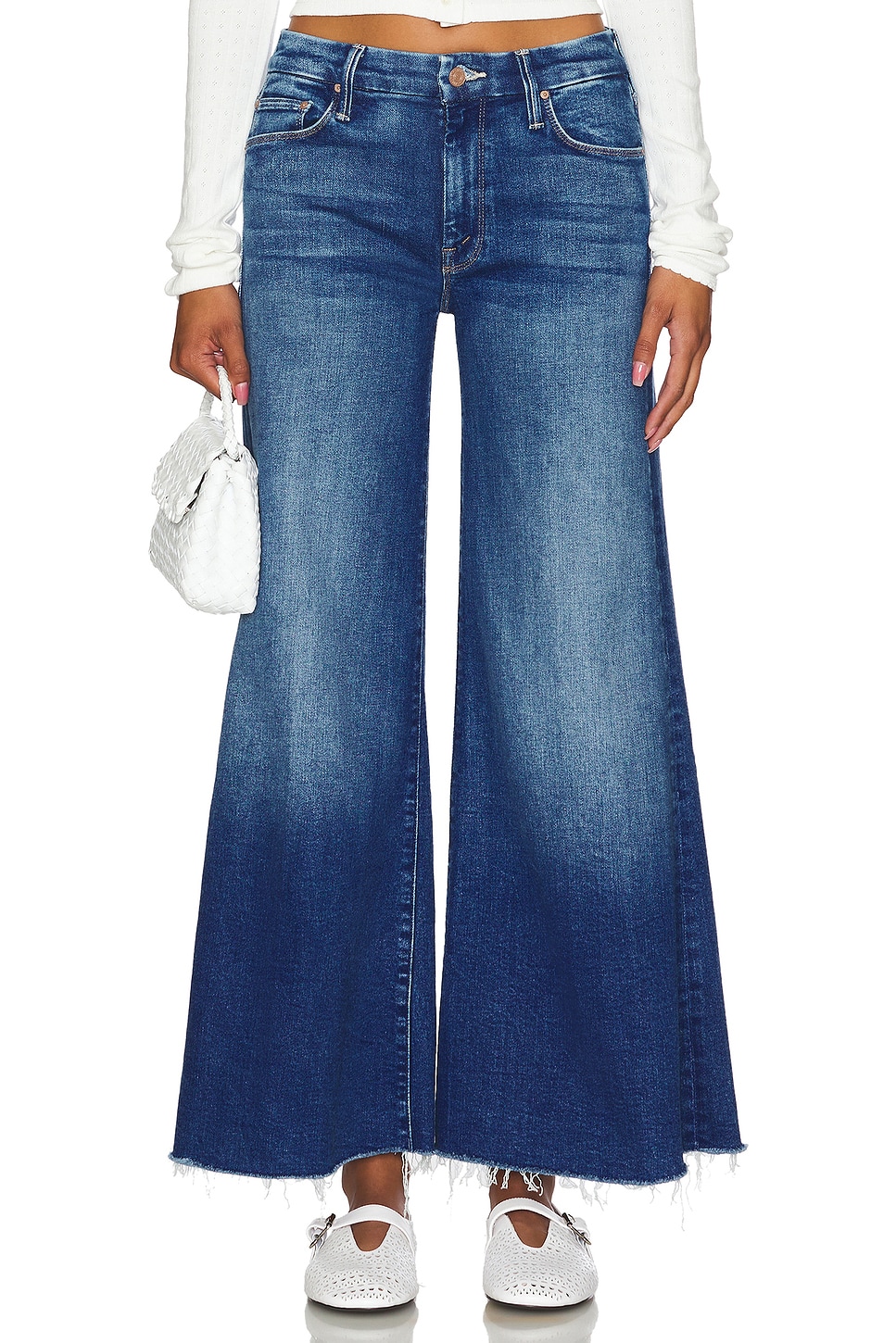 デニム・ジーパン MOTHER Dark Blue Stretch Denim The Roller Fray Jeans The Roller Fray - Night In Venice | MOTHER DENIM