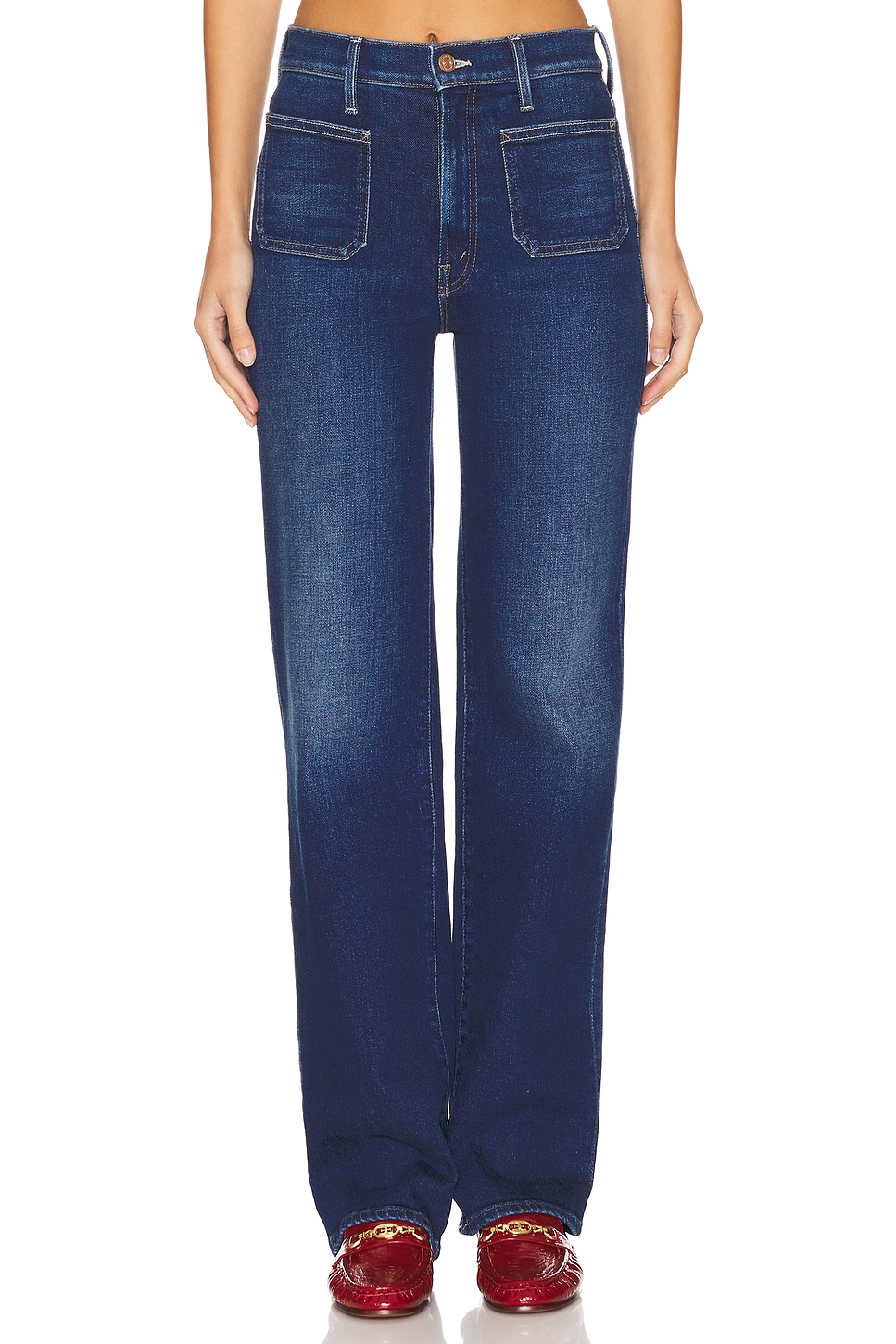 MOTHER The Petite Patch Pocket Rambler Zip Sneak Jeans in