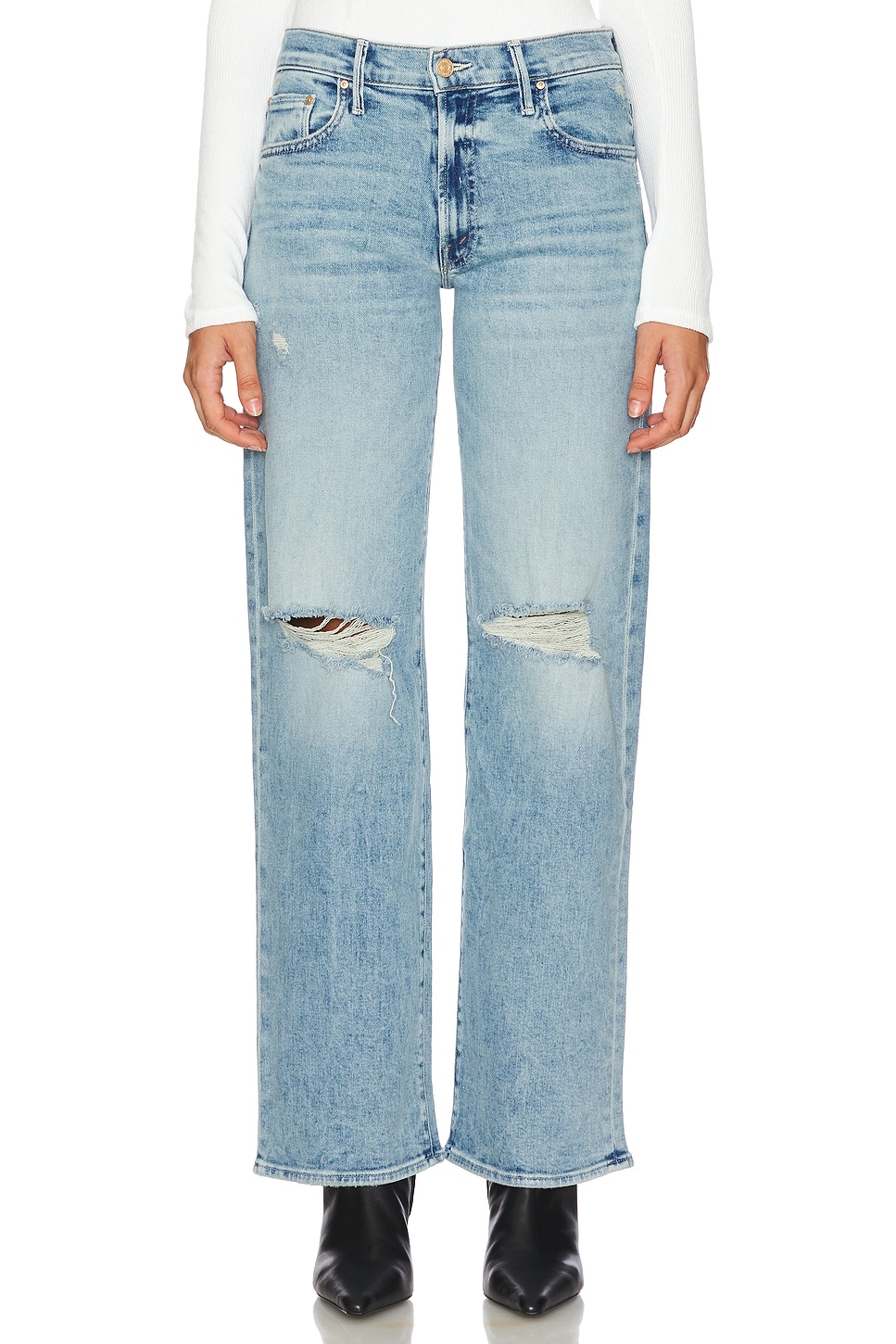 ボトムスその他 Mother The Mid Rise Maven Sneak jeans in washed blue The Mid Rise Maven Sneak - Over The Top | MOTHER DENIM