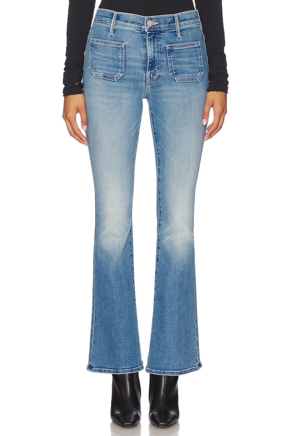 MOTHER The Patch Pocket Weekend Jeans in Poppin' Wheelies | REVOLVE
