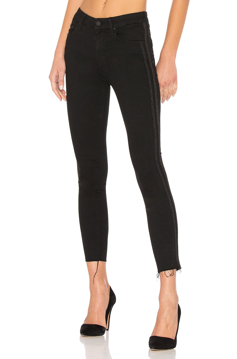mother looker ankle fray black