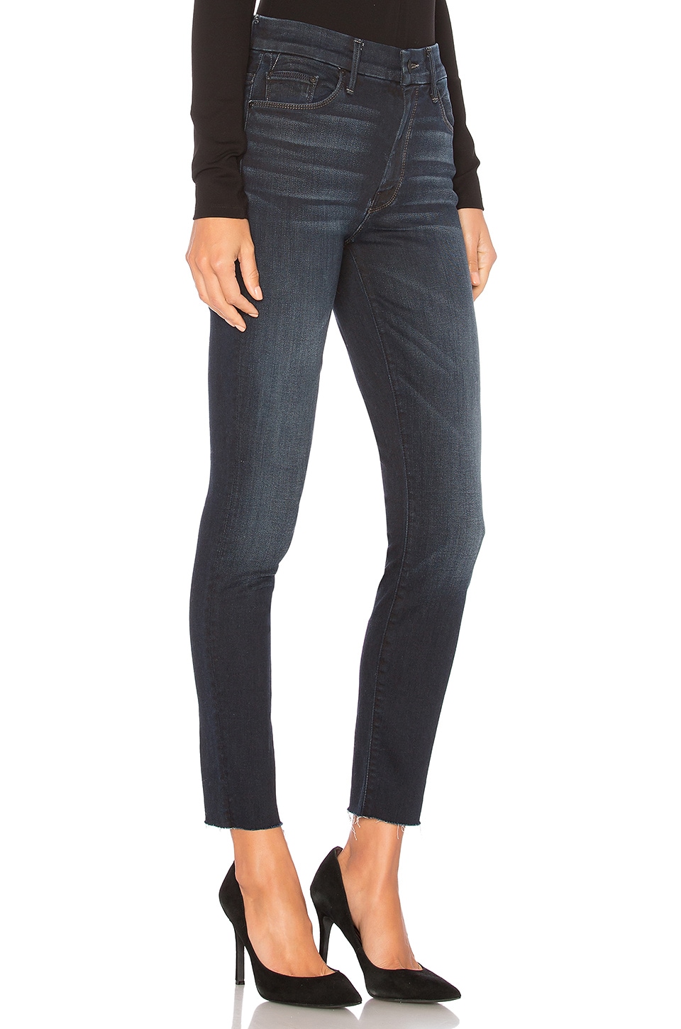 MOTHER High Waisted Looker Ankle Fray in Night Owl | REVOLVE