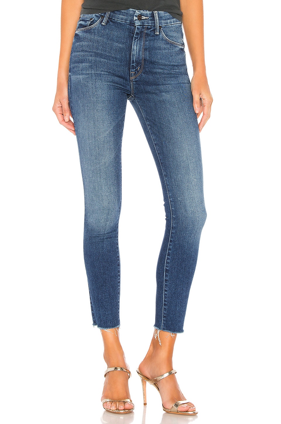 MOTHER High Waisted Looker Ankle Fray 