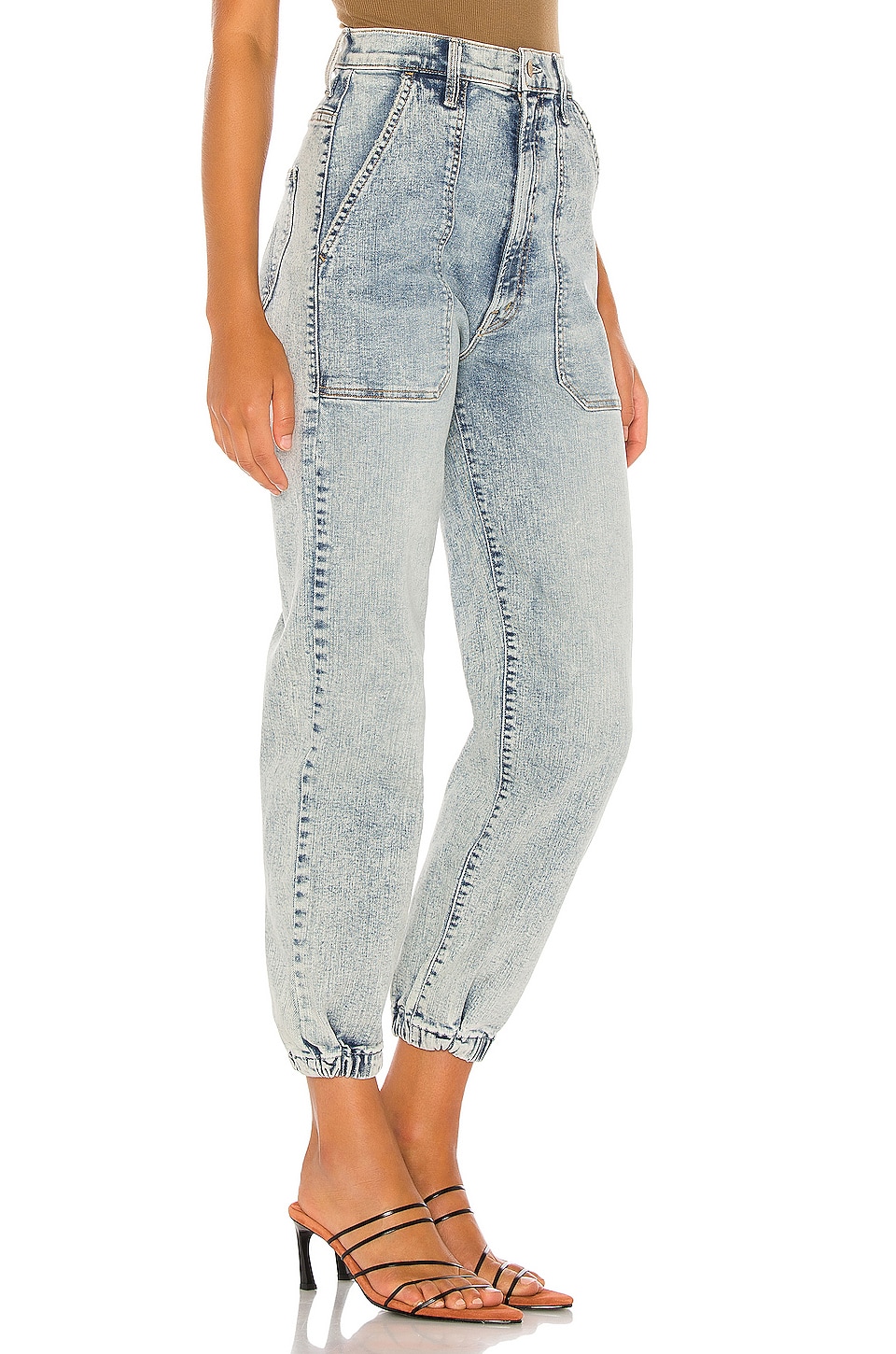 mother wrapper patch springy ankle jeans