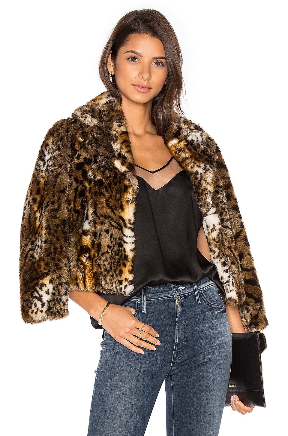 MOTHER The Boxy Crop Faux Fur Jacket in Le Tigre Leopard REVOLVE