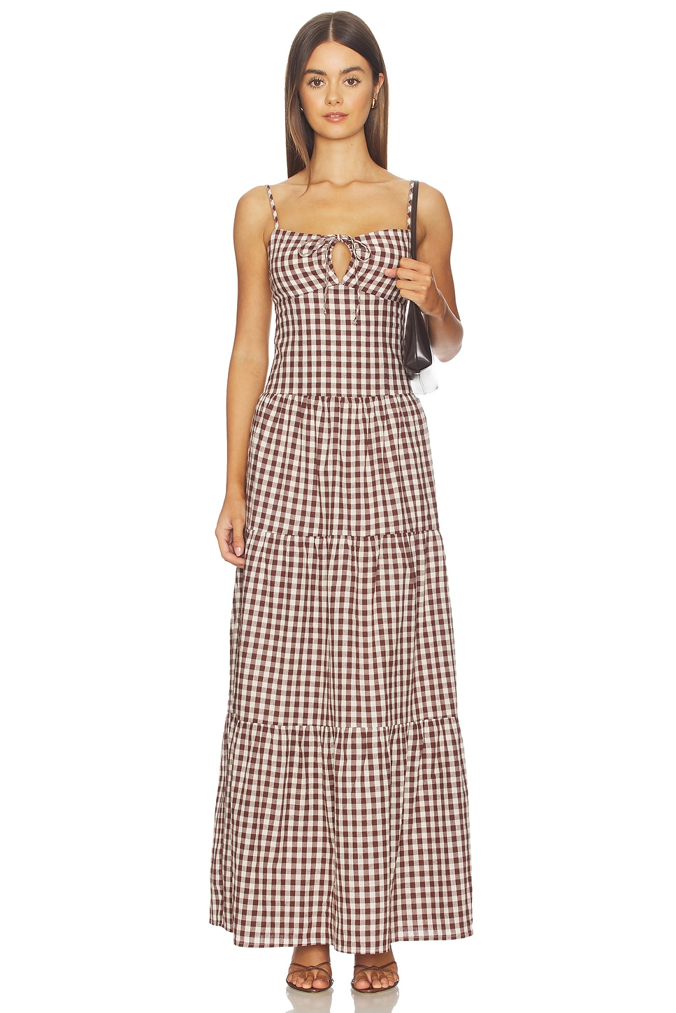 MORE TO COME Lili Maxi Dress in Brown Gingham | REVOLVE