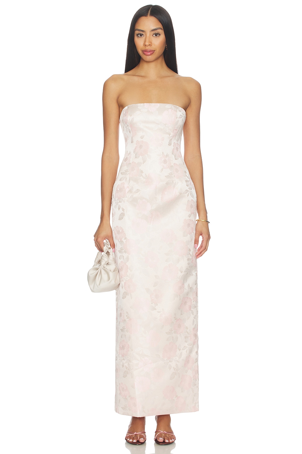 maiah maxi dress MORE TO COME Maiah Strapless Maxi Dress in Pink Floral