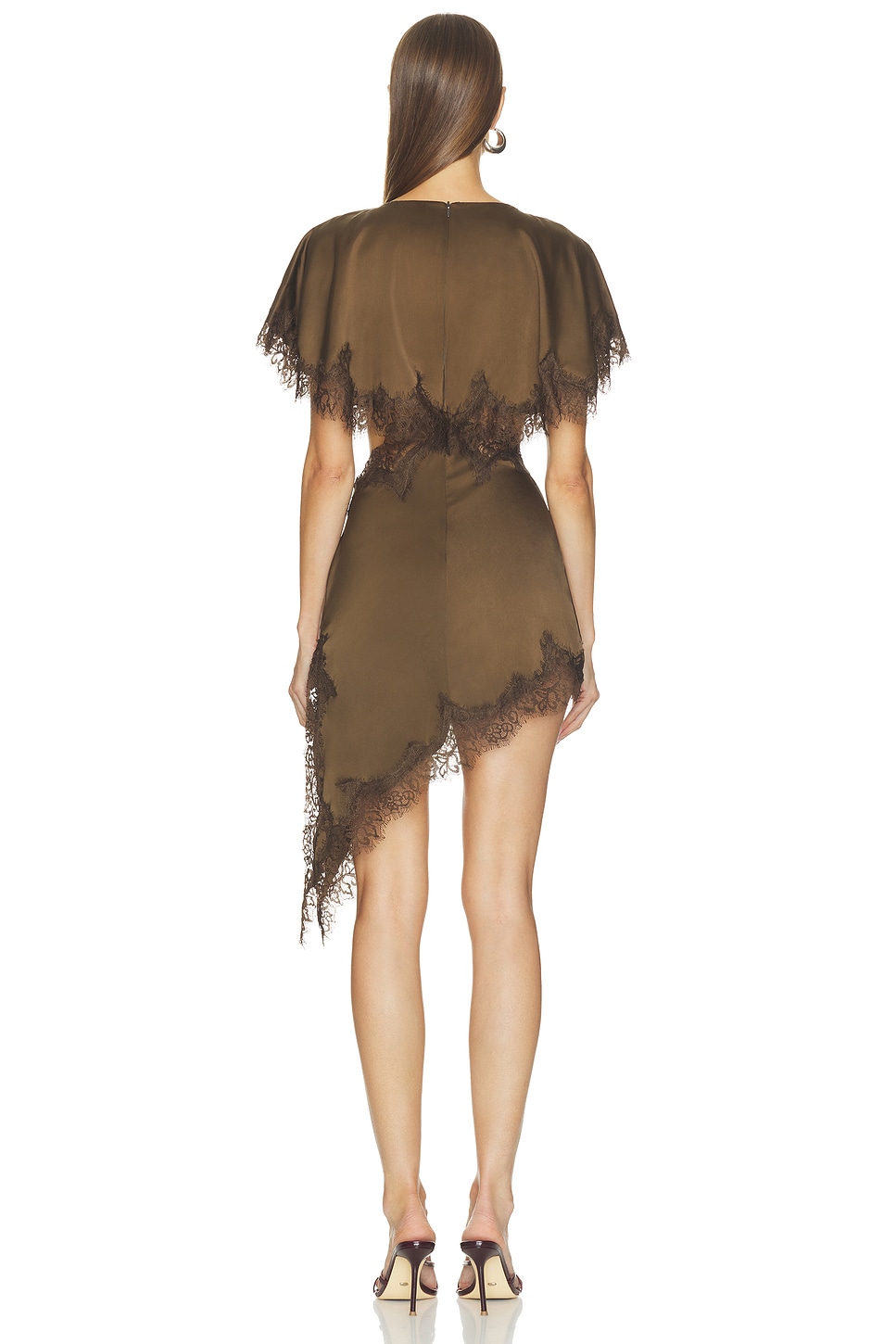 MORE TO COME Gabriella Cutout Mini Dress In Dark Olive, photo 2 of 5
