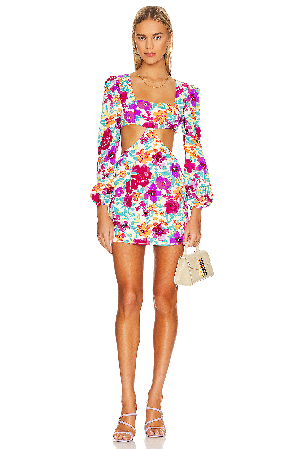 MORE TO COME Sonya Cut Out Dress in Purple Floral | REVOLVE