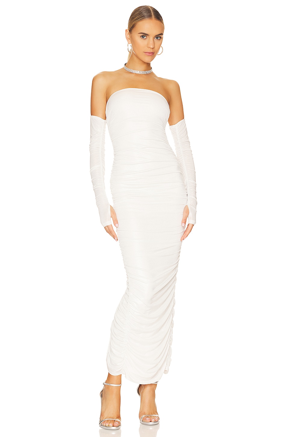 MORE TO COME Maddy Ruched Gown in White | REVOLVE