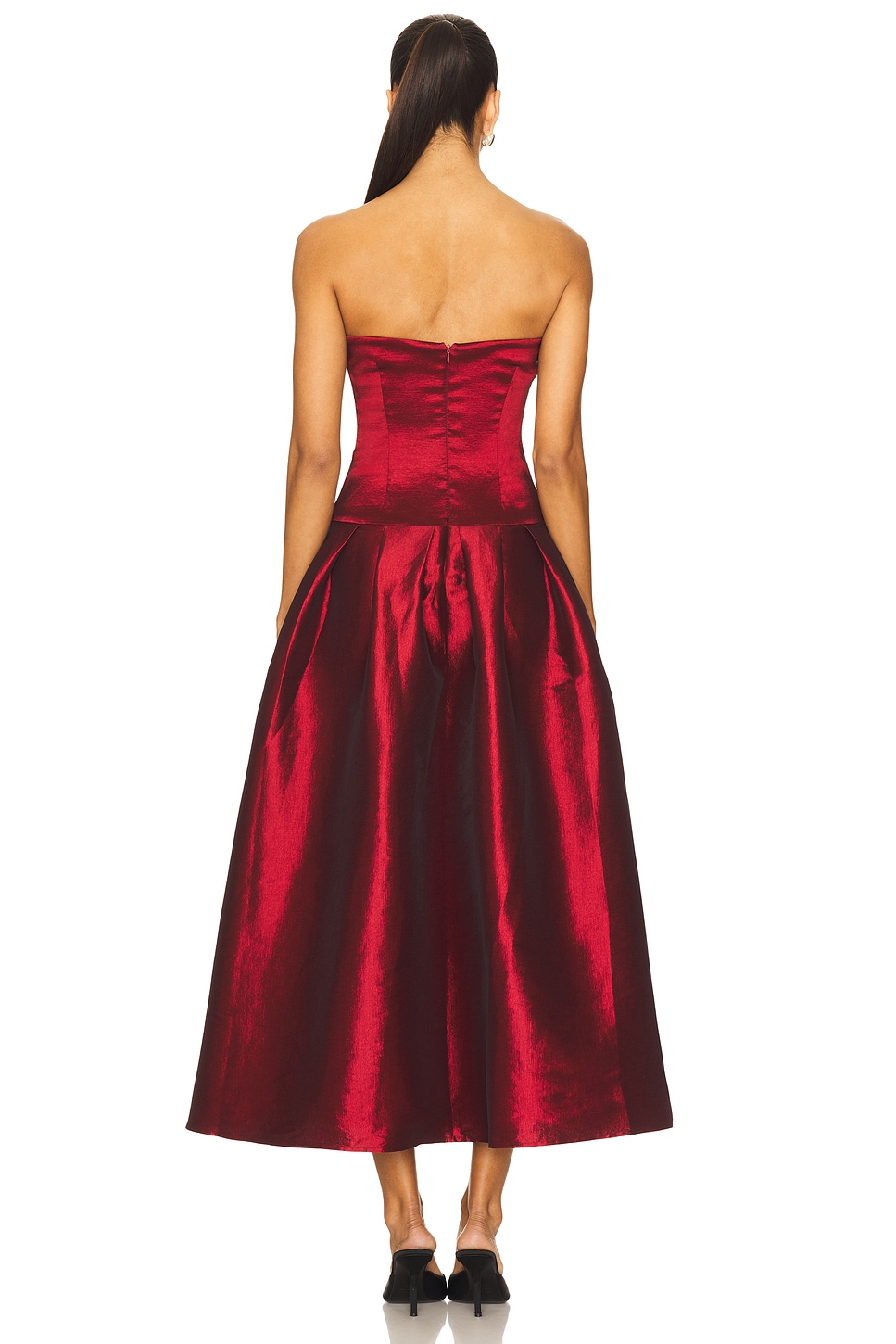 fitted lace wedding dress Kiss Prom-Burgundy Strapless Satin Mermaid Long Prom Dress With Split