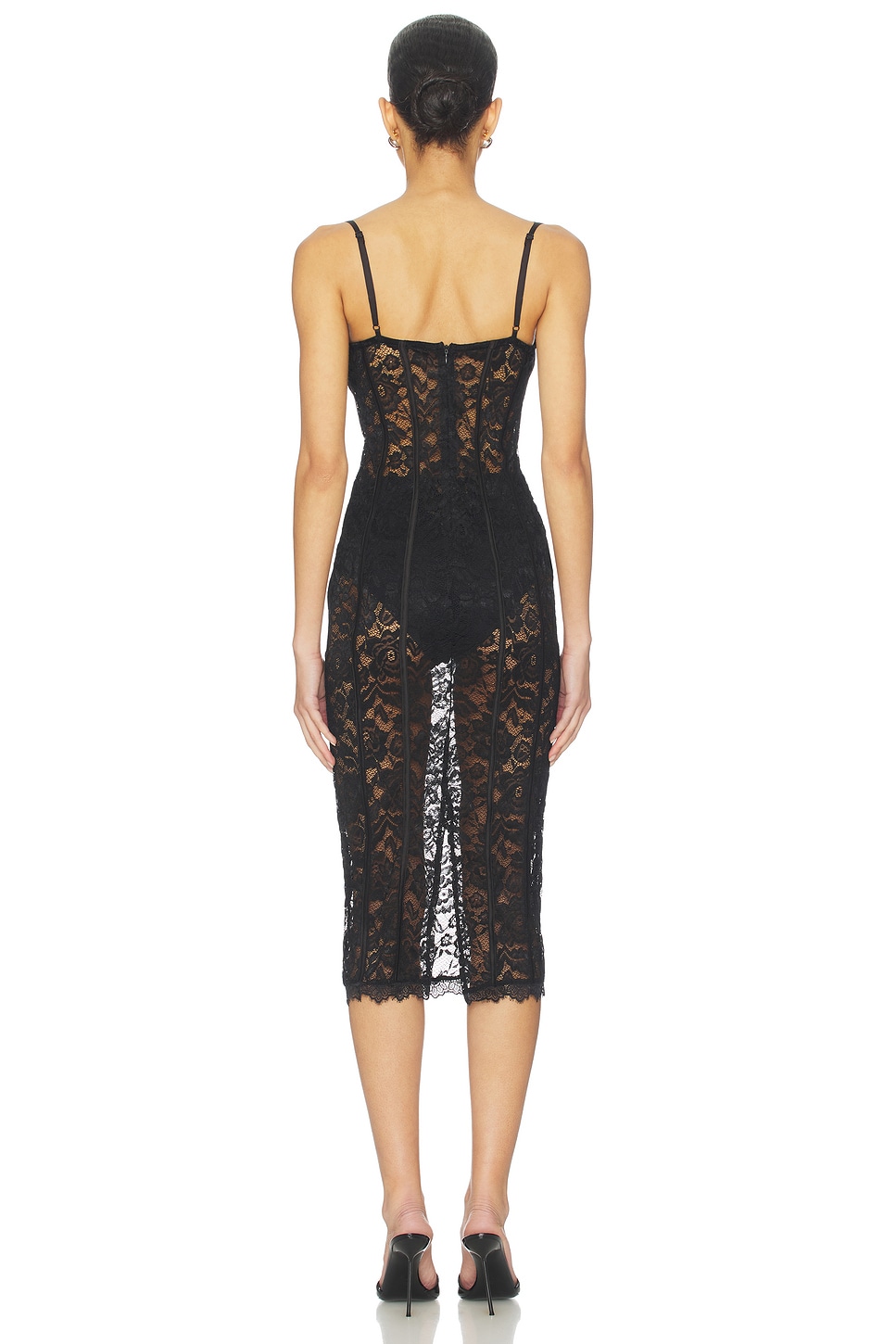 MORE TO COME Esme Corset Midi Dress in Black | REVOLVE