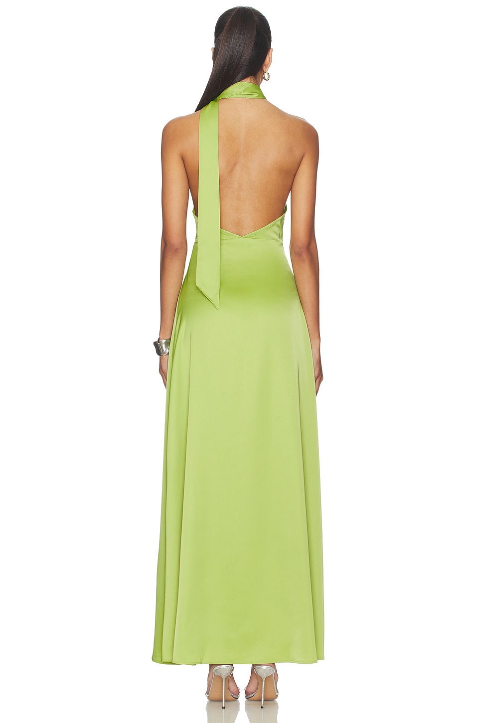 cult gaia willow dress green Women's Fresh Air Floral Chartreuse & Pink Floral Cotton Eyelet Midi Dress | Size: L main image 0