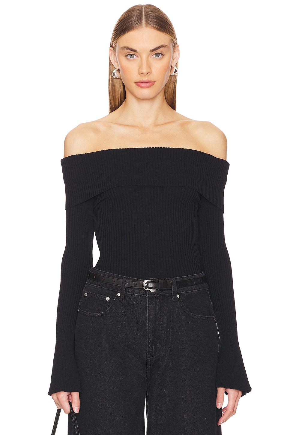 MORE TO COME Candace Off Shoulder Sweater in Black | REVOLVE