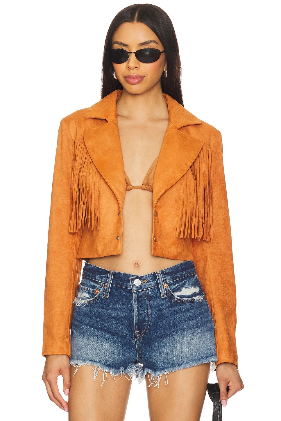MORE TO COME Kiara Faux Suede Jacket in Camel | REVOLVE