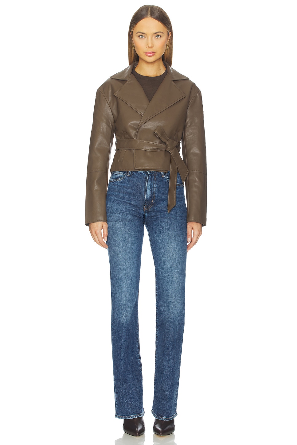 MORE TO COME Olivia Faux Leather Jacket in Brown | REVOLVE