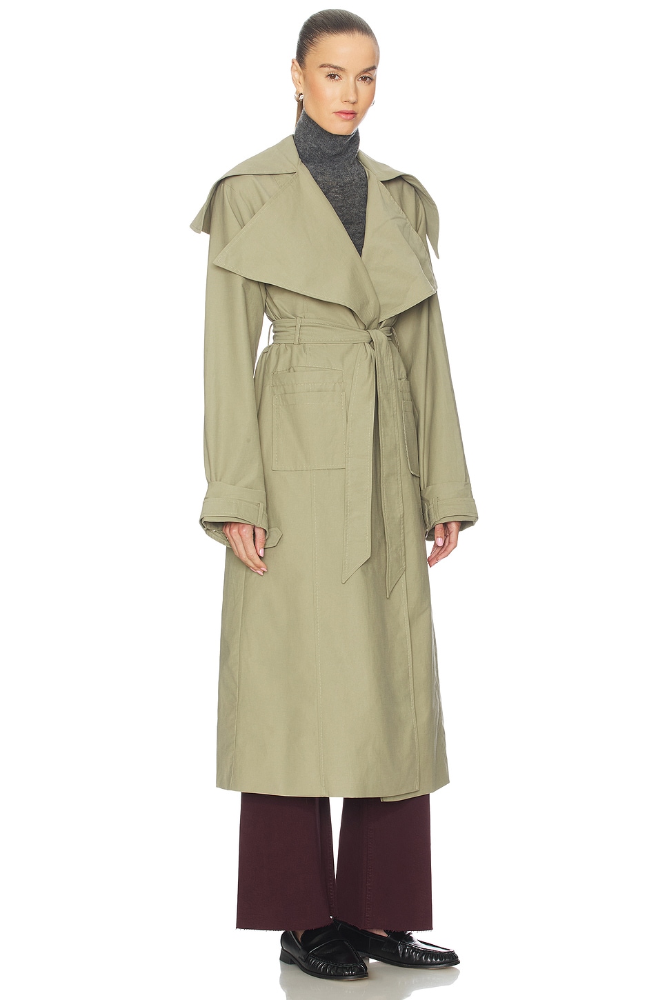 MORE TO COME Casie Trench Coat in Sage | REVOLVE