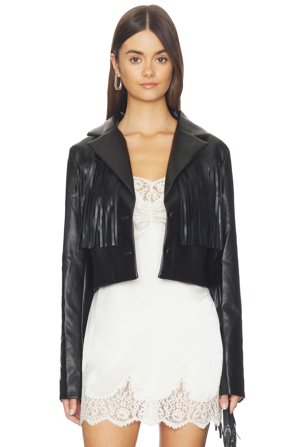 Viola Faux Leather Jacket in Black View 1 of 6