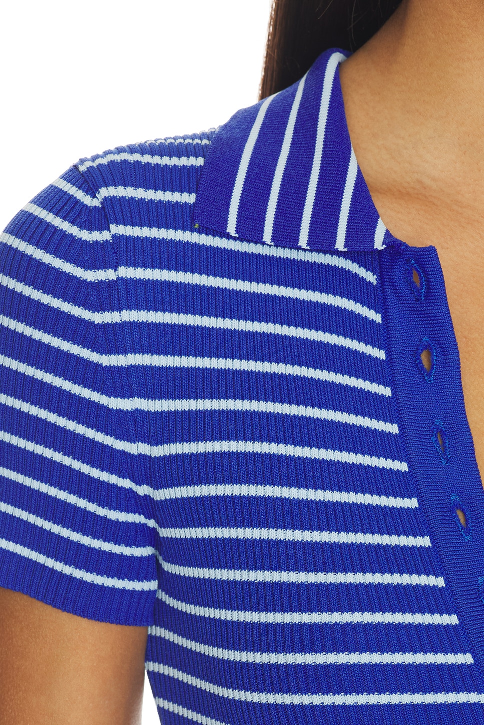 MORE TO COME Clementine Romper in Blue Stripe | REVOLVE
