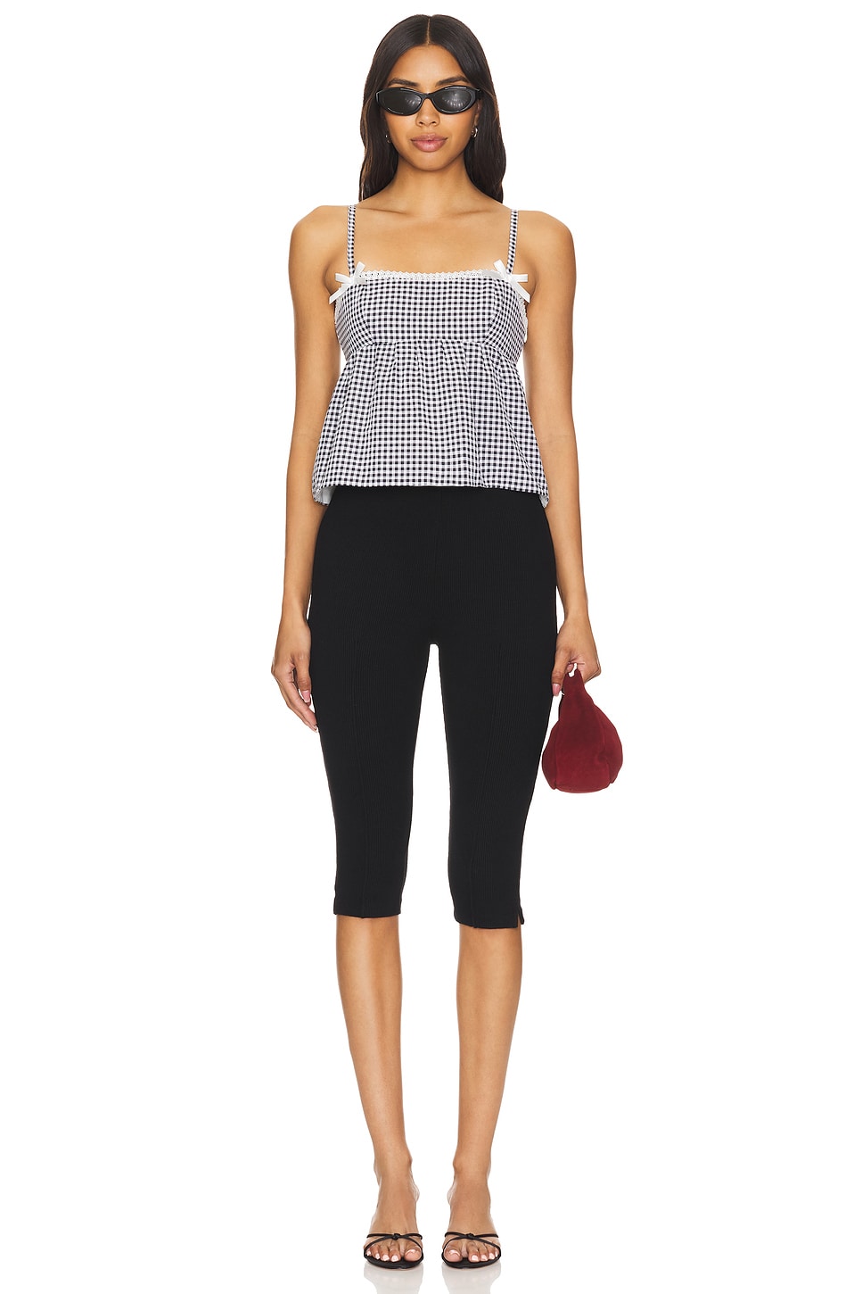 Revolve Model Lisa MORE TO COME Lisa Babydoll Top in Black & White | REVOLVE
