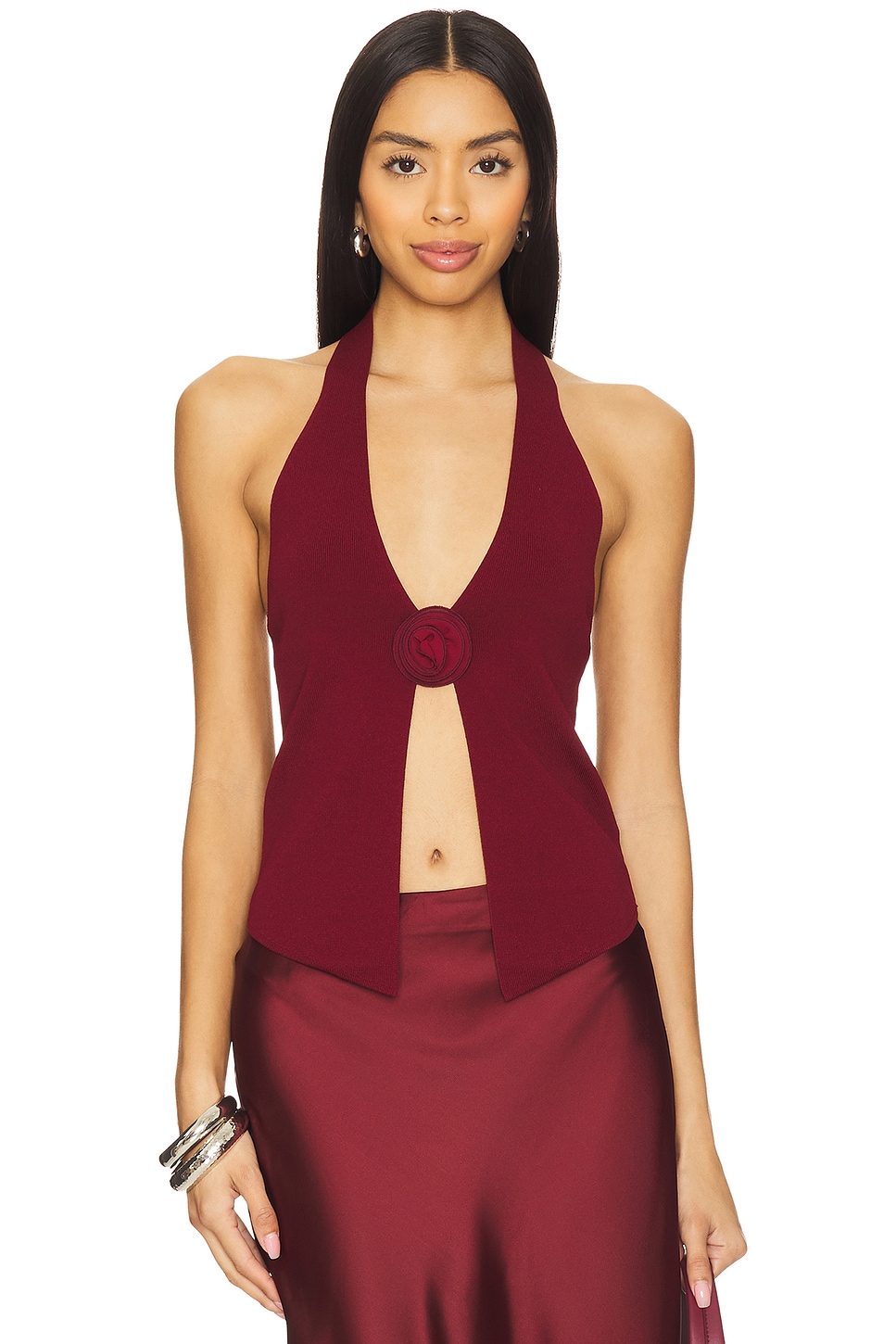 Dixie Halter Top in Oxblood View 1 of 4