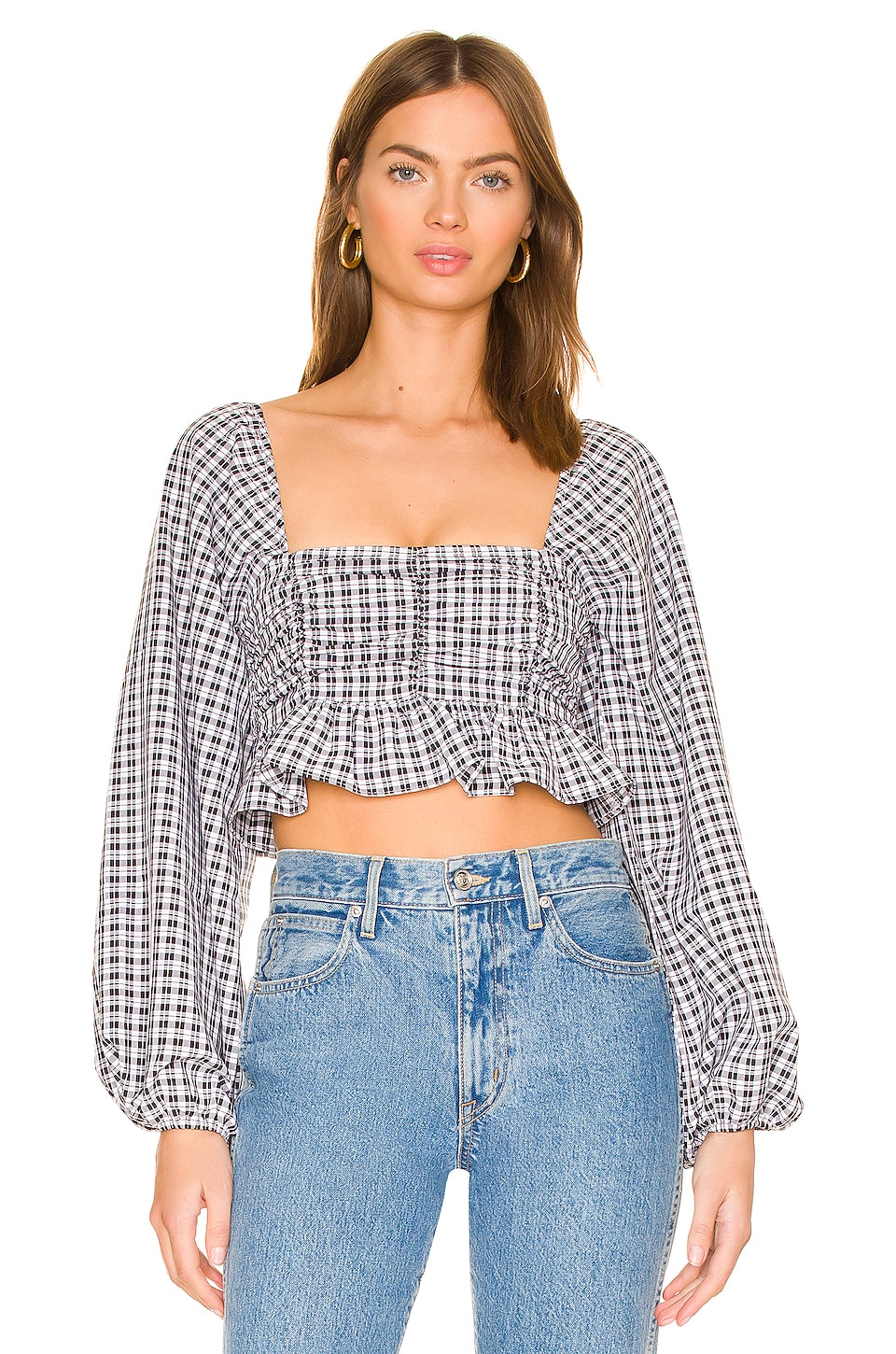 Plaid About You Puff Sleeve Top main image 0