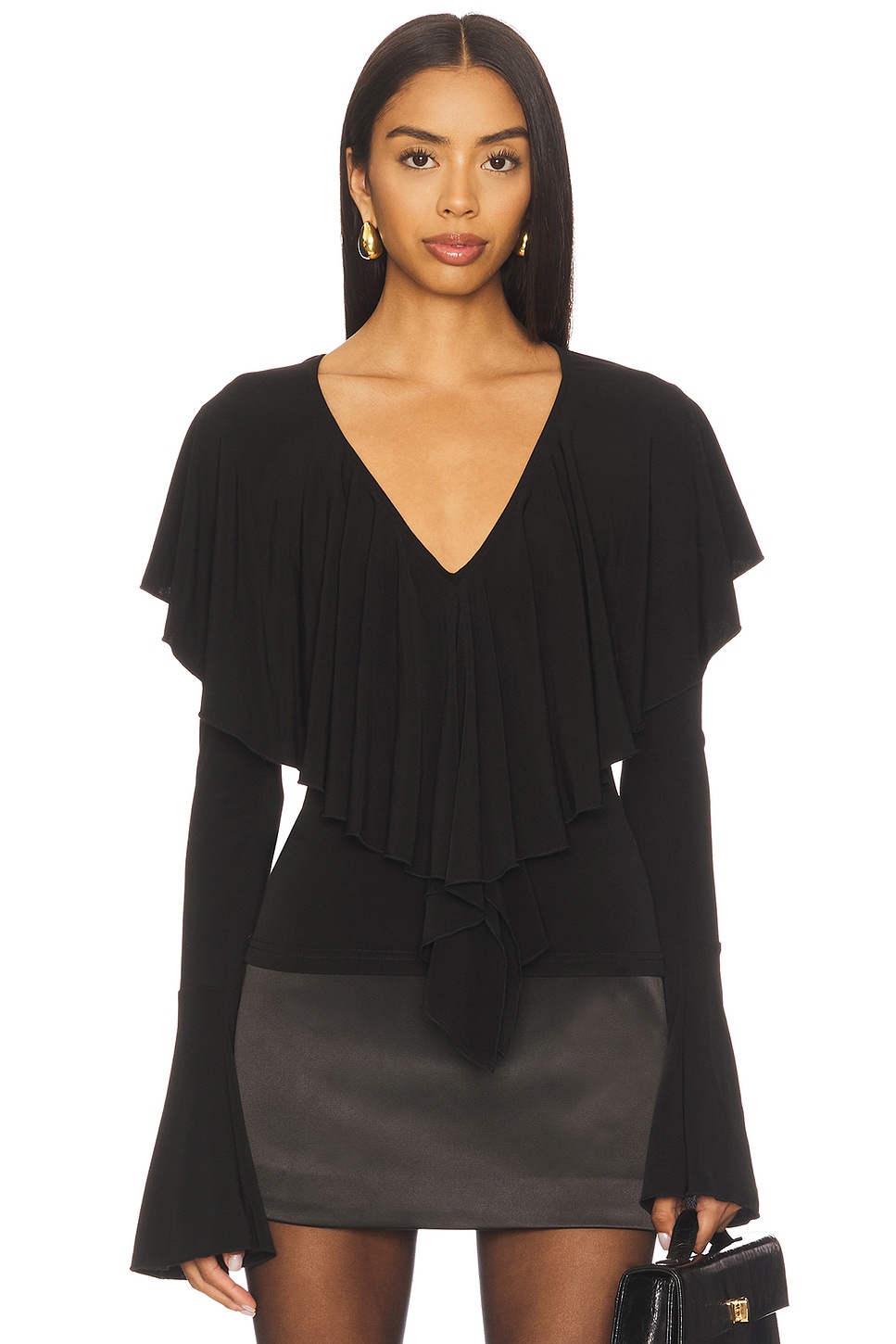 V Top Accessory MORE TO COME Ellen V Neck Top in Black | REVOLVE