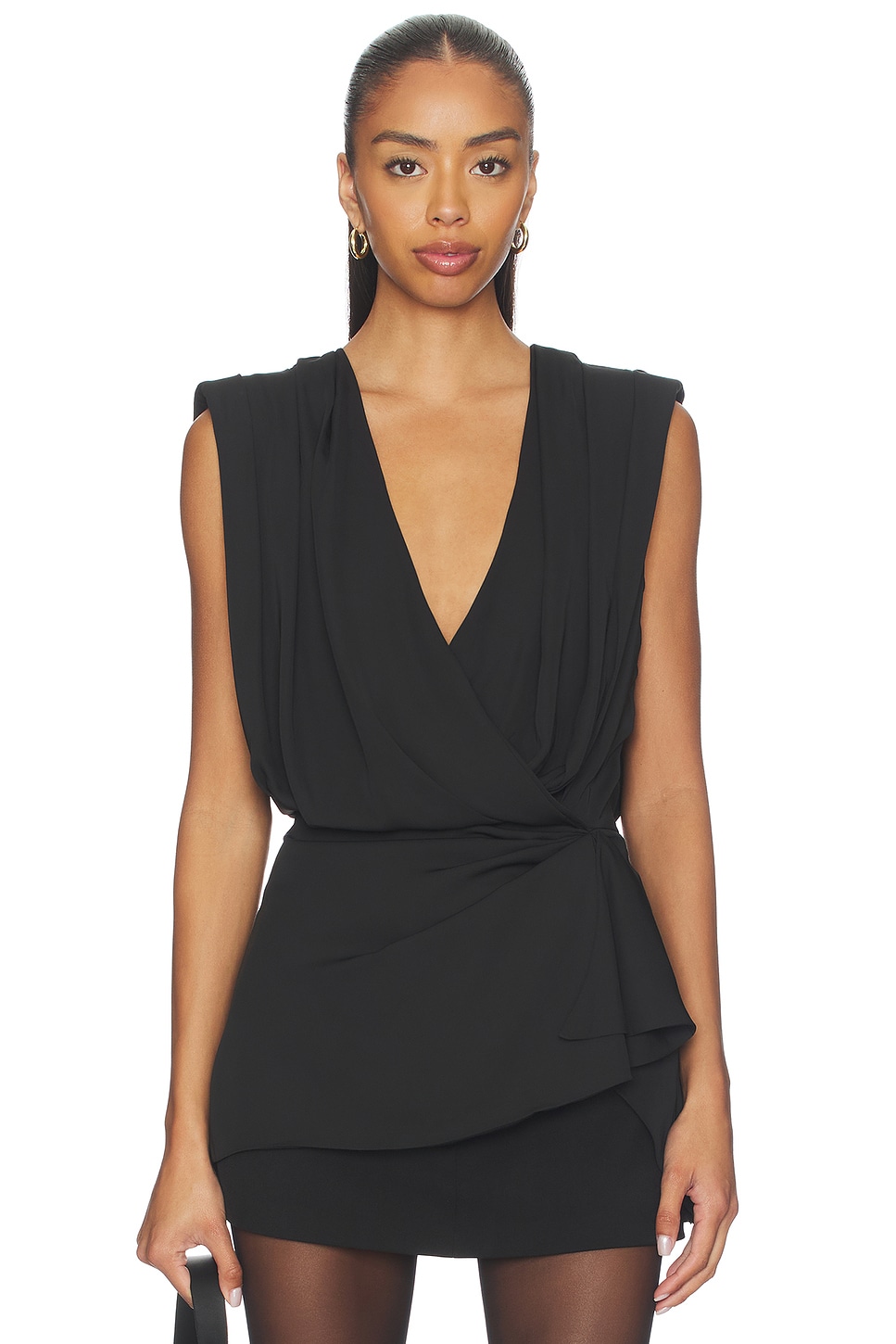 MORE TO COME Birdie Wrap Top in Black | REVOLVE