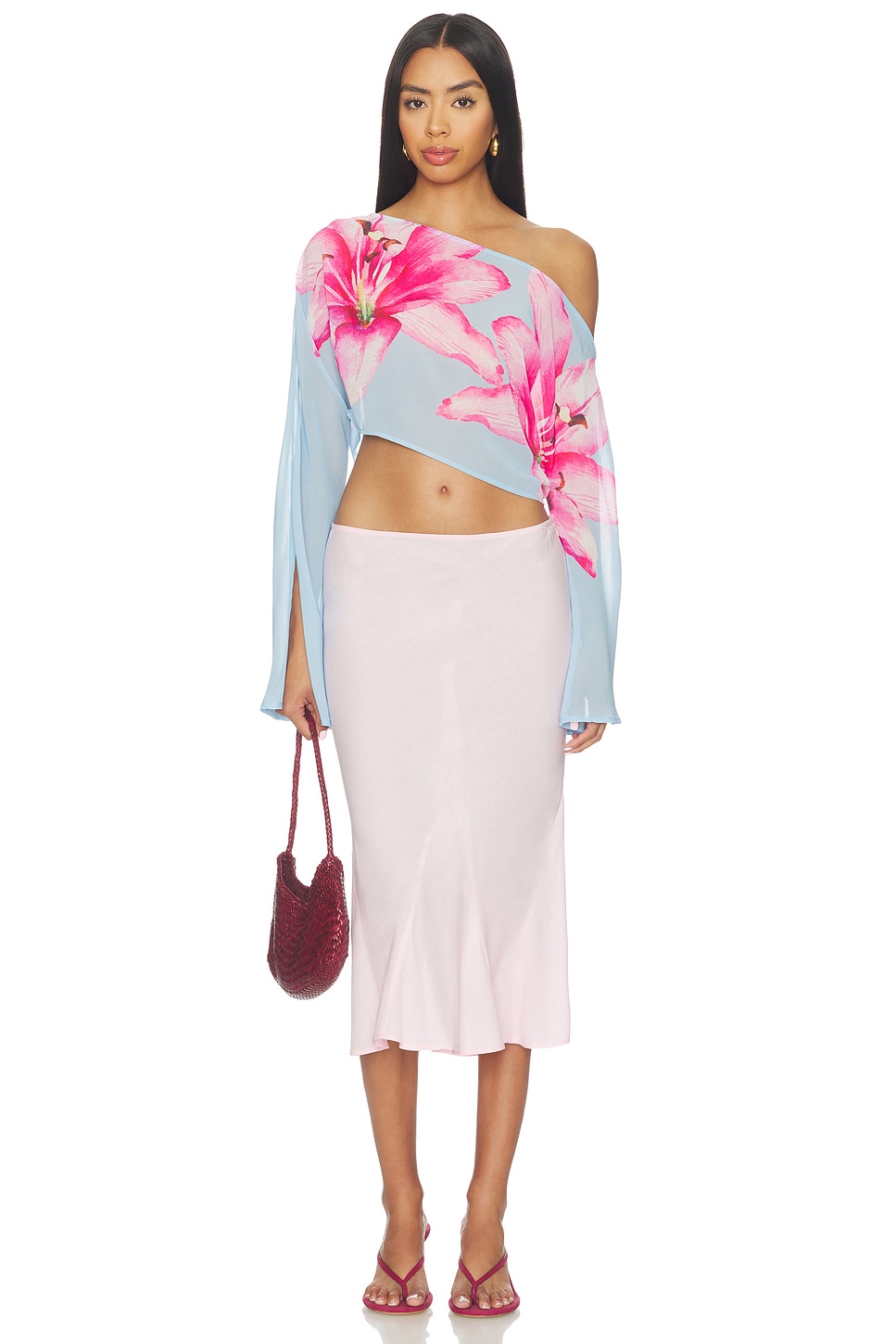 MORE TO COME Shirley Off Shoulder Top in Blue Floral | REVOLVE