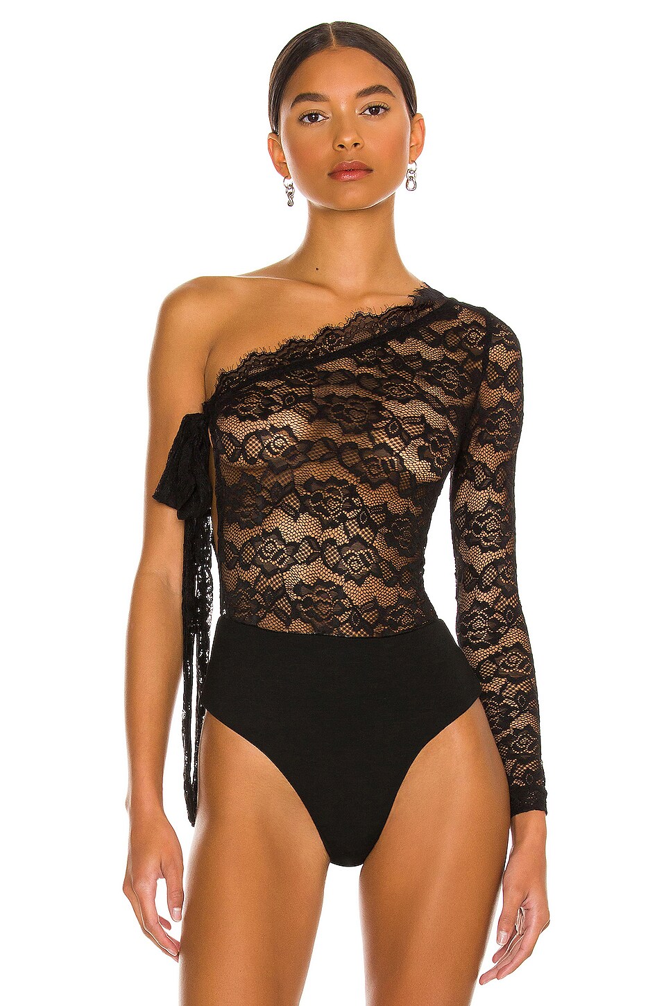 MORE TO COME Tanya One Sleeve Bodysuit in Black