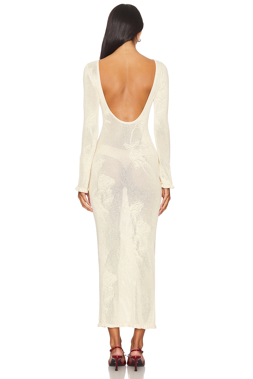 chinese dress ladies Cascading Ruffle Gown Without Train in Ivory – Mirror Palais main image 0