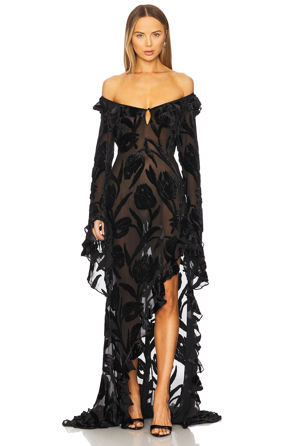 sequin halter dress KENDALL Neck Velvet Gown Light blue dress with Taille:44 department:clothing