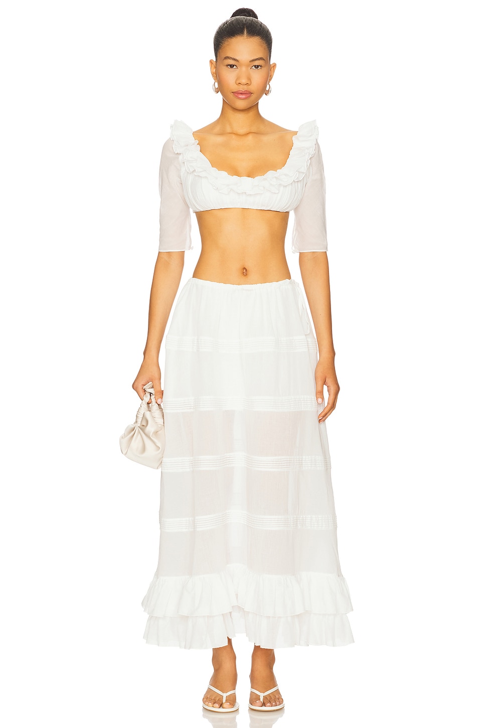 Mirror Palais Mirage Bustle Skirt in Ivory Plush