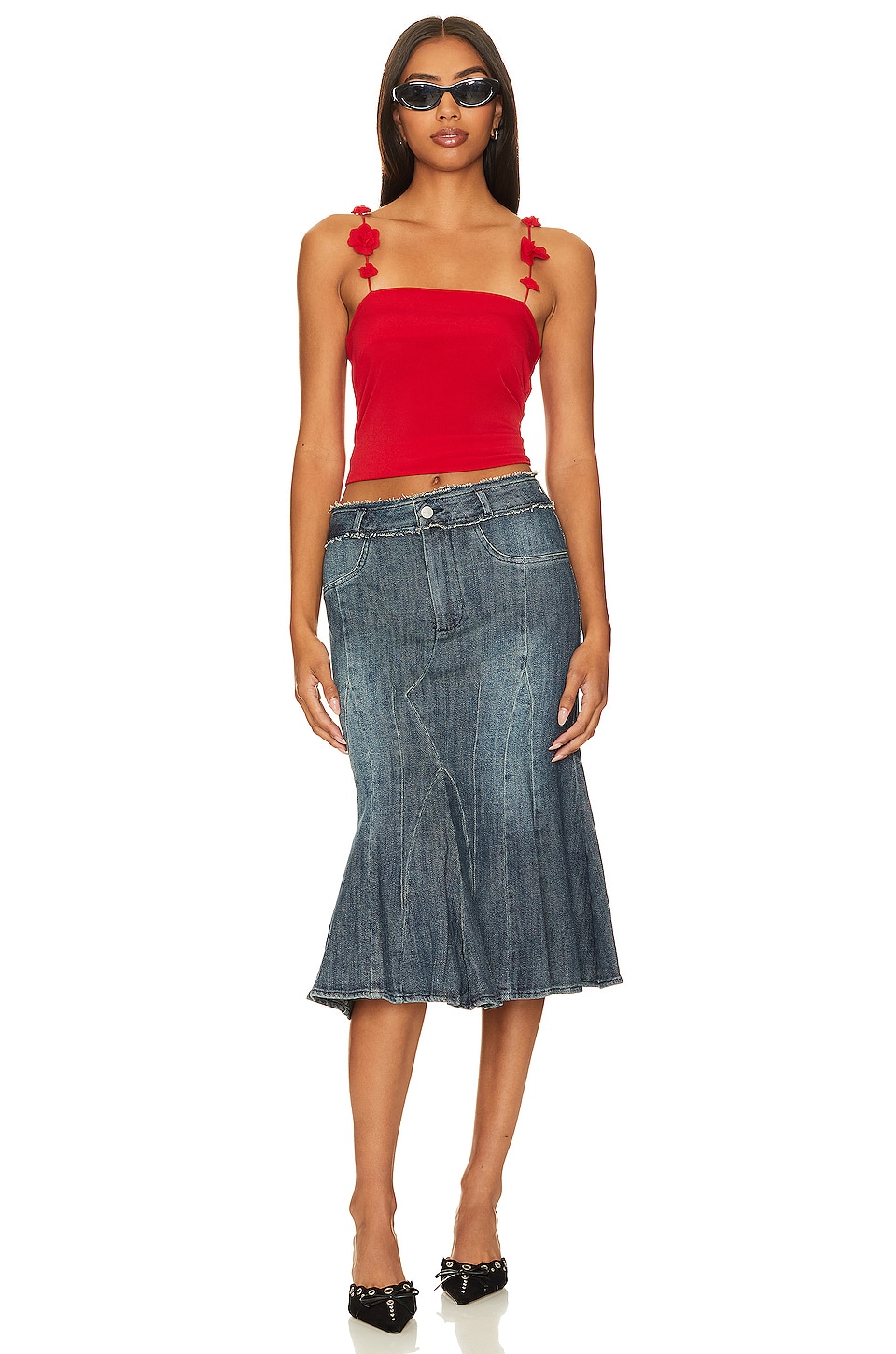 Musier Paris Nuovo Top With Flower Straps in Red | REVOLVE
