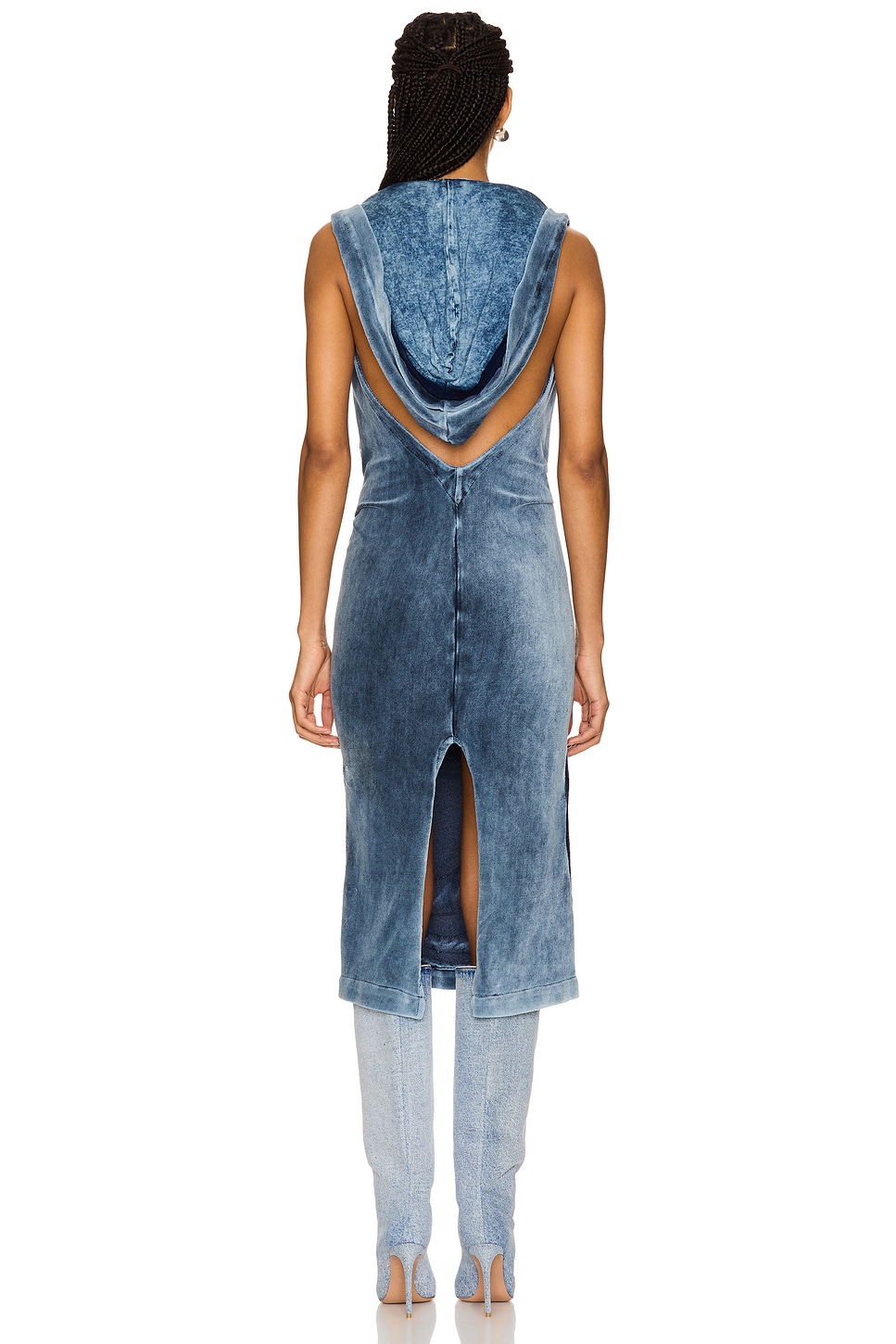 Open Back Cowl Neck Hoodie Dress