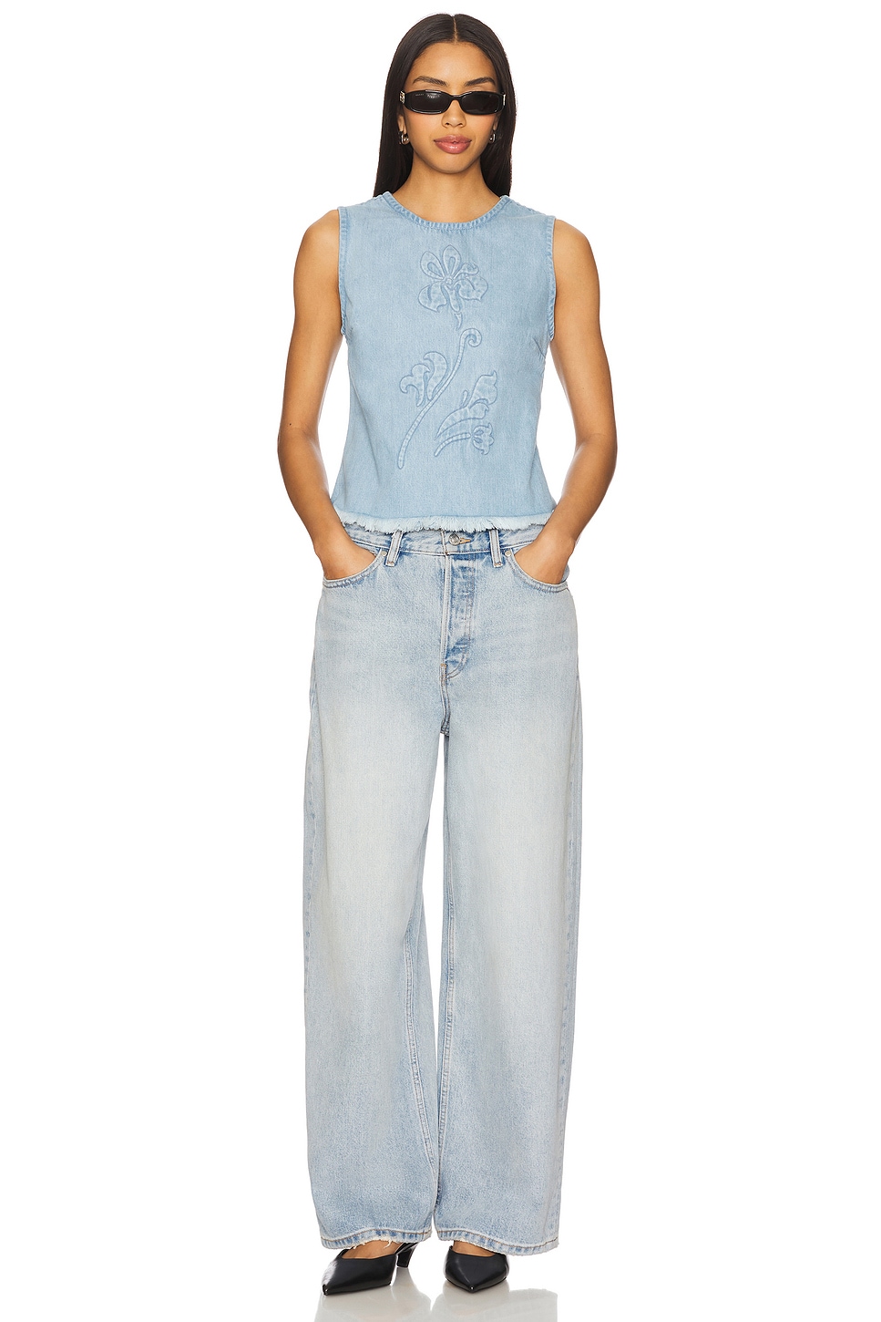 Denim Sleeveless Top - Thumbnail 4
