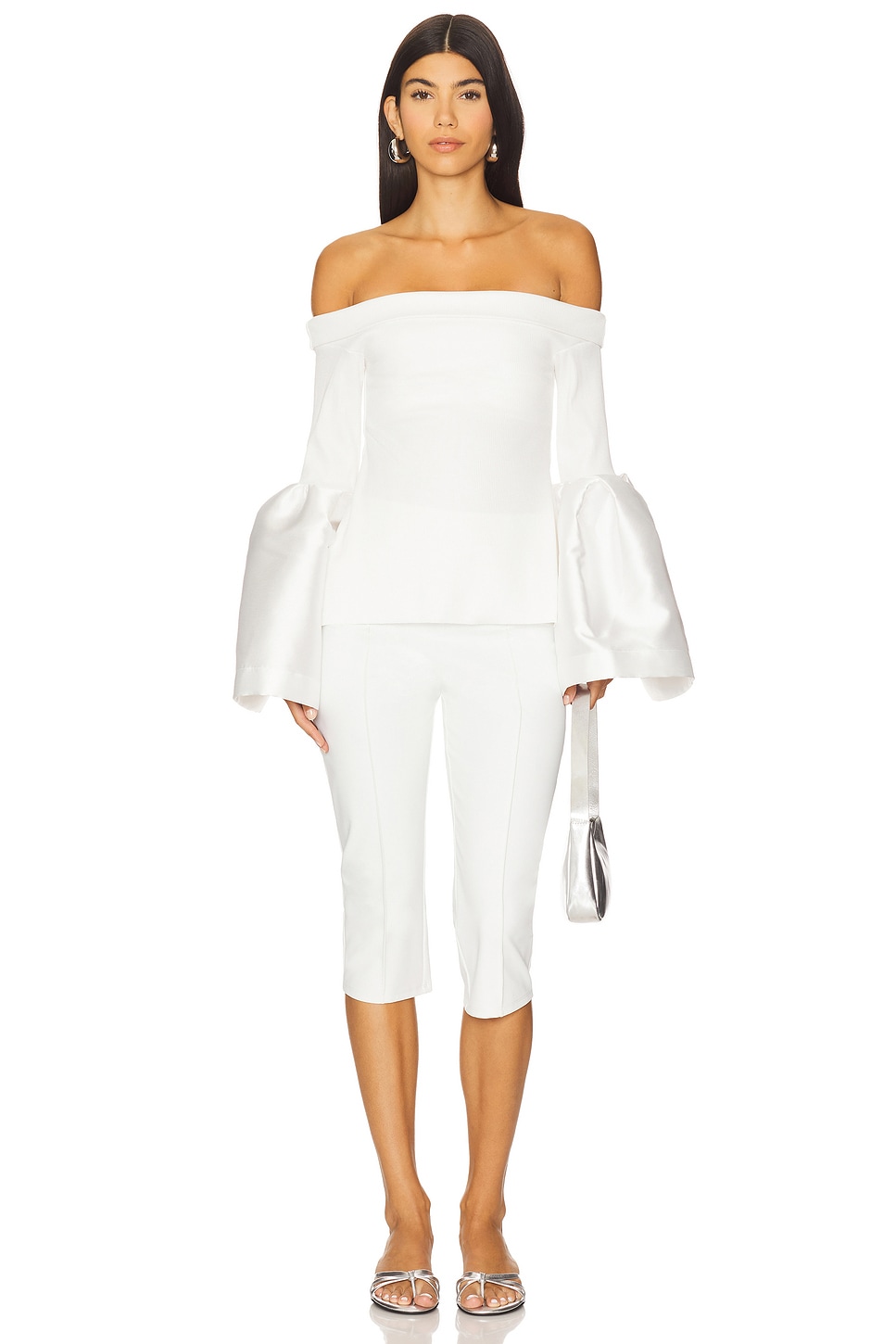 Mikado Rib Jersey Off The Shoulder Top