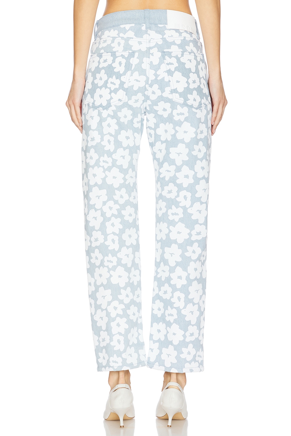 Flower Print Wide Leg Jeans - Thumbnail 4