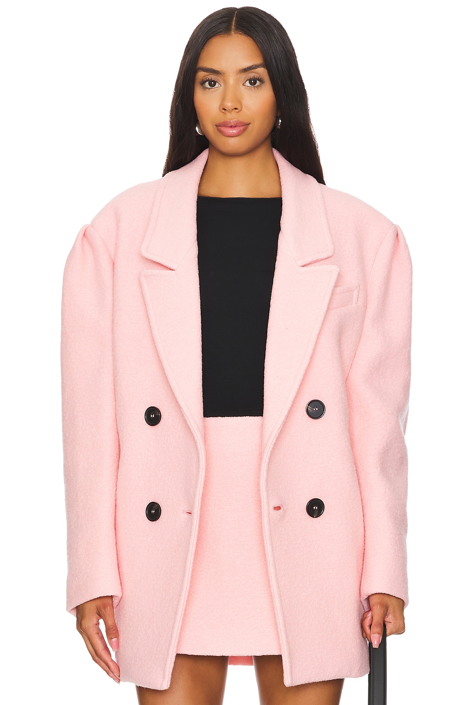 MSGM Wool Boucle Coat in Light Pink REVOLVE