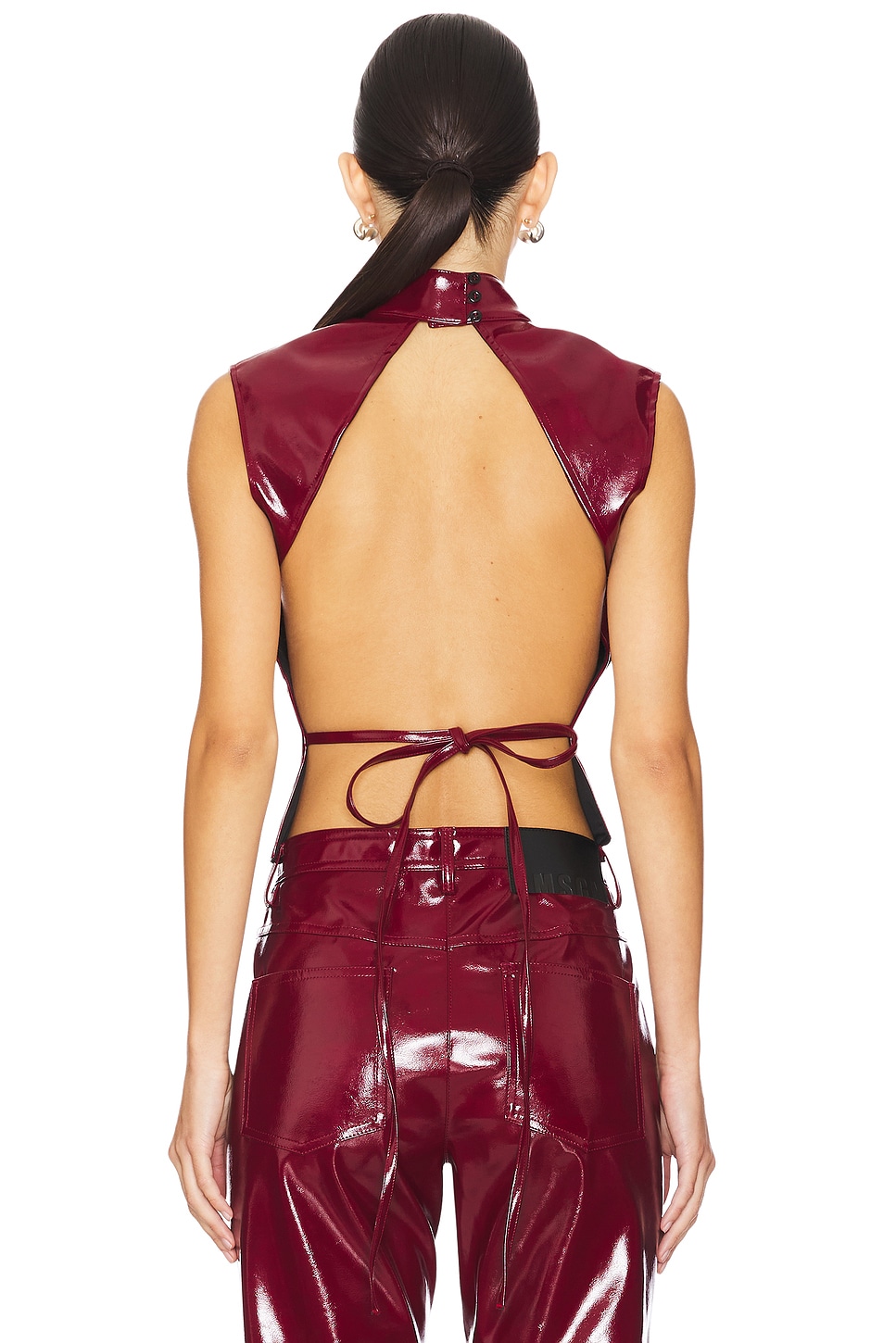 MSGM Patent Faux Leather Top