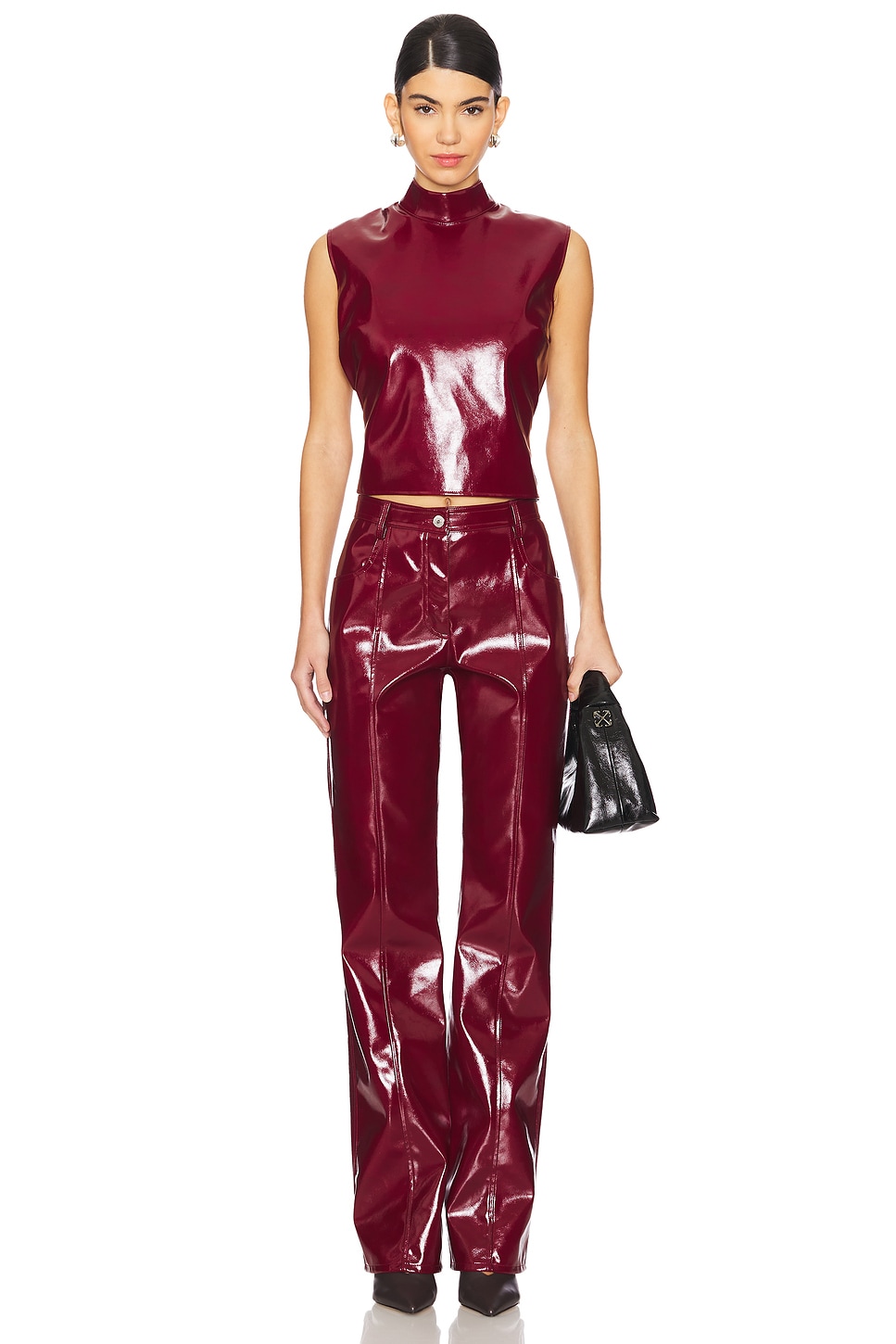 MSGM Patent Faux Leather Top