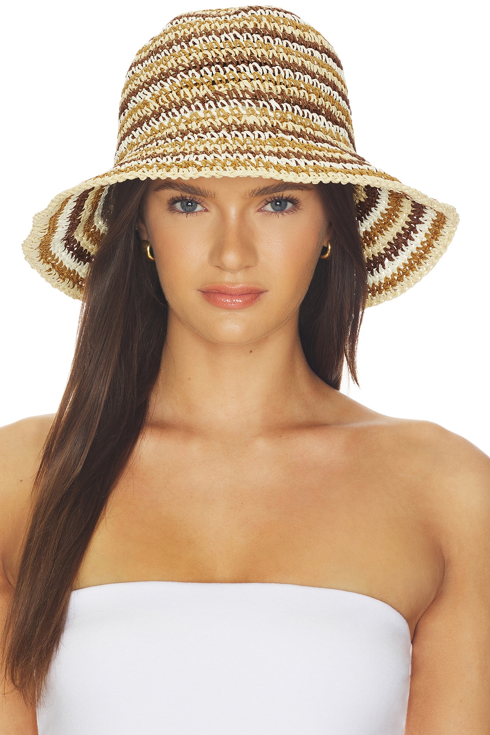 Straw Hat in Stripe Multi