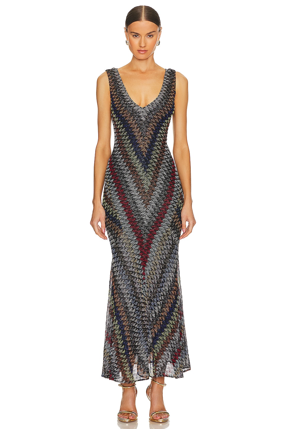 Missoni V-neck Maxi Dress in Multi Color Relief Dark | REVOLVE