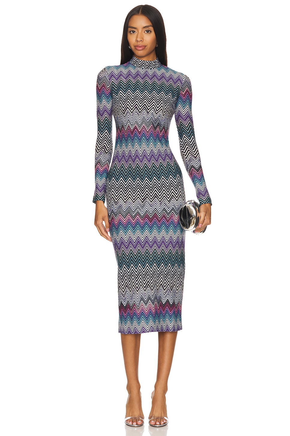 Missoni Midi Dress in Multicolor Purple Turquoise Pink With Dark Base REVOLVE