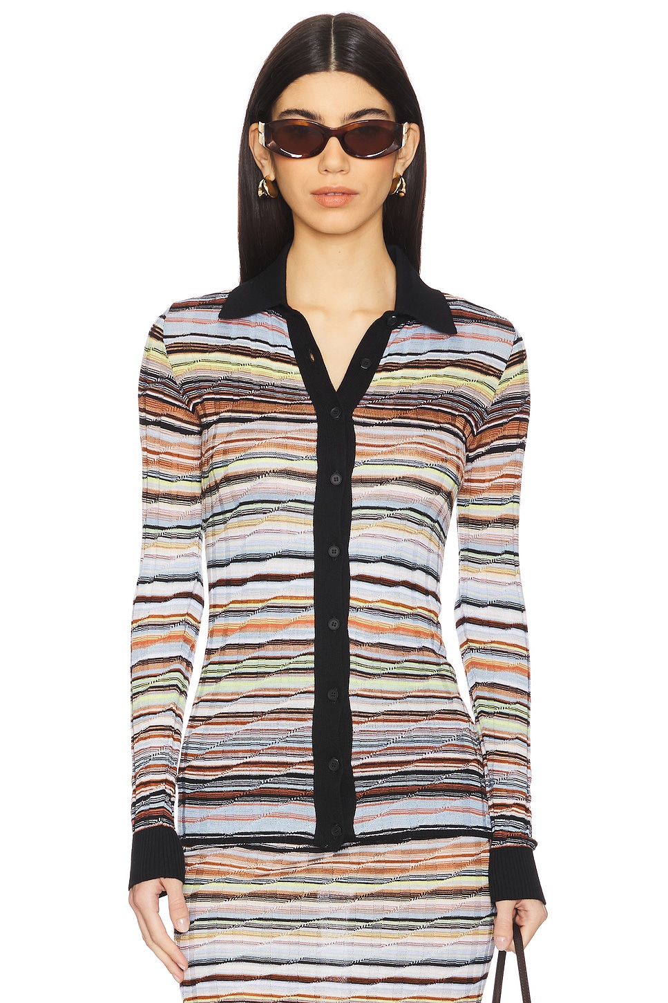Missoni Long Sleeve Shirt in Multicolor With Blue Tones