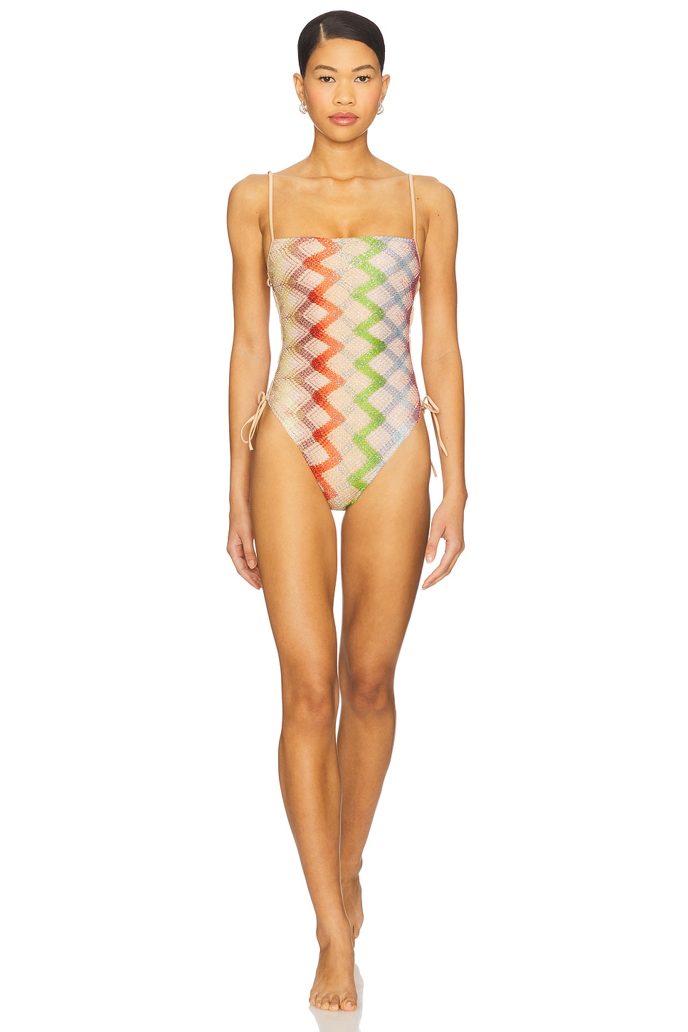 ワンピース MISSONI Pattern Knit One Piece MISSONI Mare one-shoulder striped crochet-knit swimsuit